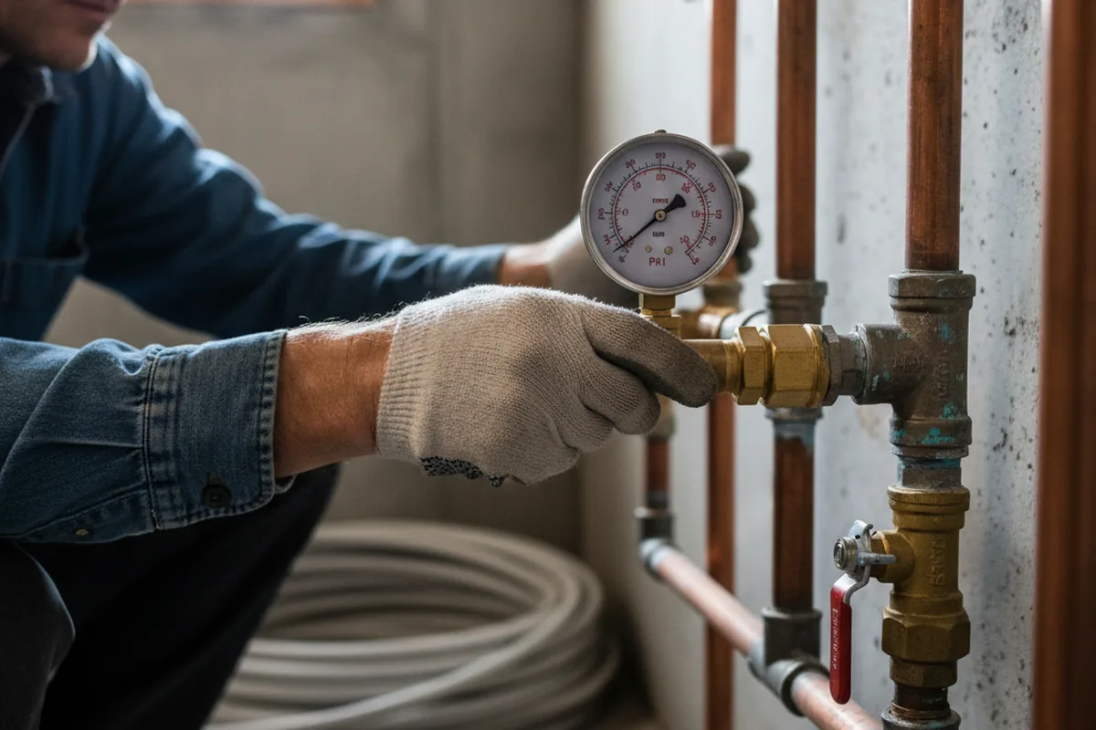 Pressure testing a repaired line during Water Line Repair in Harbor City