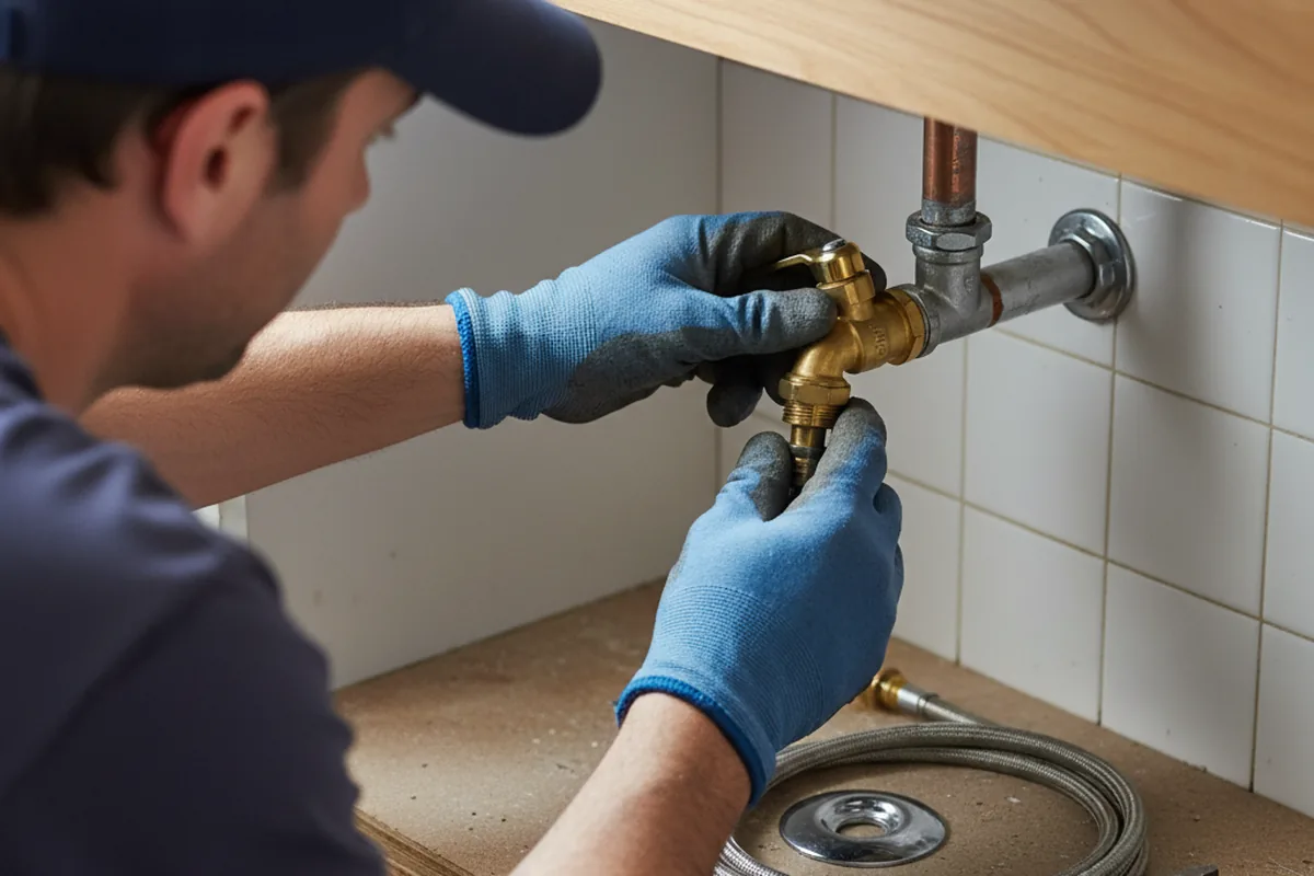 Shutoff valve and fitting work during Burst Pipe Repair in Harbor City